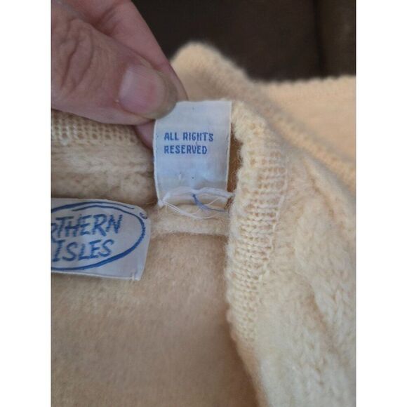 Northern Isles Wool Cream Button-Up Jacket fisherman Nautical cottagecore boho - Picture 7 of 11